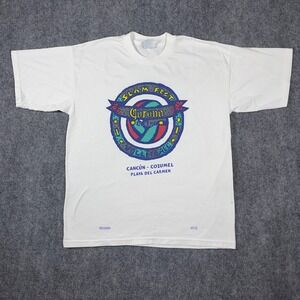 Vtg Corona Extra T-Shirt Mens XL White Slam Fest Volleyball Cancun Cozumel